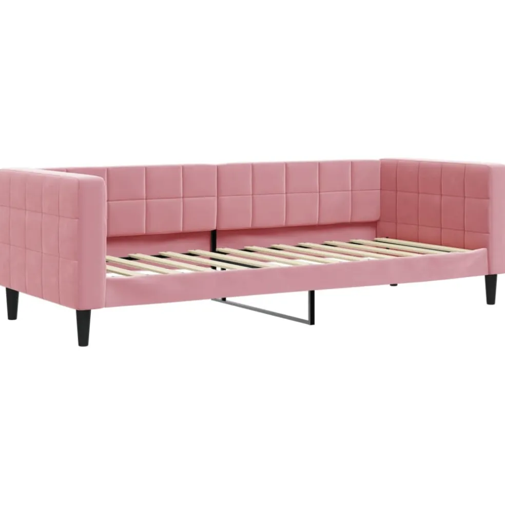 vidaXL Slaapbank met onderschuifbed en lades 80x200 cm fluweel roze