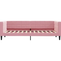 vidaXL Slaapbank met onderschuifbed en lades 80x200 cm fluweel roze