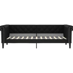 vidaXL Slaapbank met onderschuifbed 90x200 cm kunstleer zwart