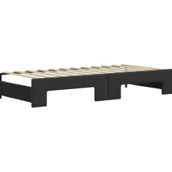 vidaXL Slaapbank met onderschuifbed 90x200 cm kunstleer zwart