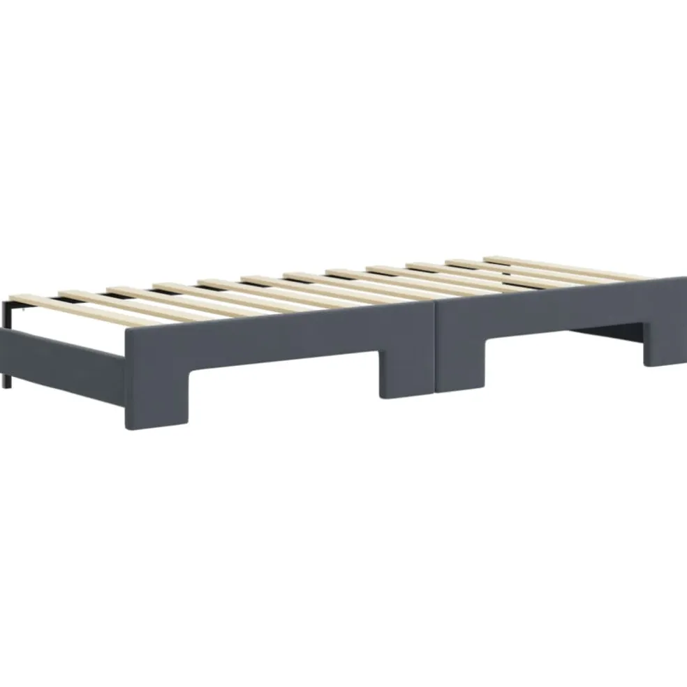 vidaXL Slaapbank onderschuifbed matrassen 80x200cm fluweel donkergrijs