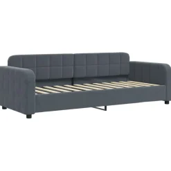 vidaXL Slaapbank onderschuifbed matrassen 80x200cm fluweel donkergrijs