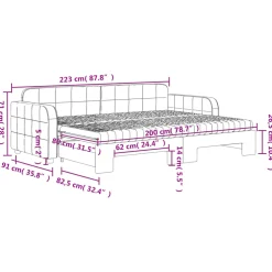 vidaXL Slaapbank onderschuifbed matrassen 80x200cm fluweel donkergrijs