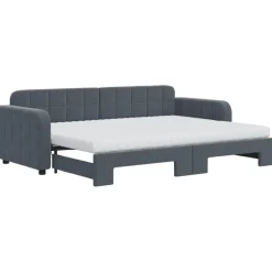 vidaXL Slaapbank onderschuifbed matrassen 80x200cm fluweel donkergrijs
