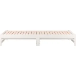 vidaXL Slaapbank uitschuifbaar massief grenenhout wit 2x(90x200) cm