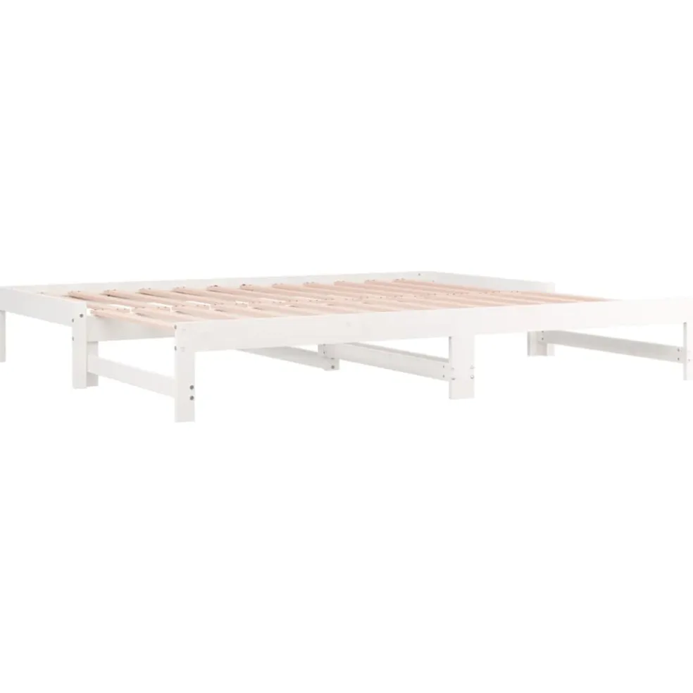 vidaXL Slaapbank uitschuifbaar massief grenenhout wit 2x(90x200) cm
