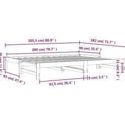 vidaXL Slaapbank uitschuifbaar massief grenenhout wit 2x(90x200) cm