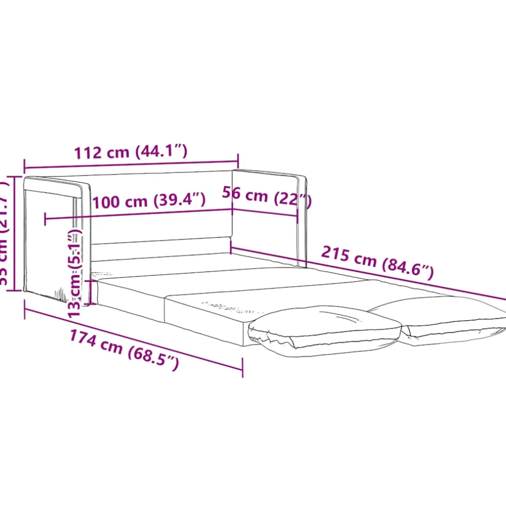 vidaXL Slaapbank vloermodel 2-in-1 112x174x55 cm stof zwart