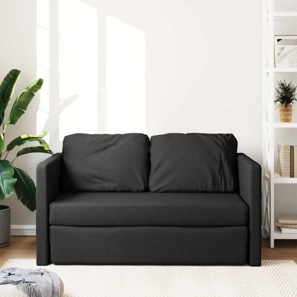 vidaXL Slaapbank vloermodel 2-in-1 112x174x55 cm stof zwart