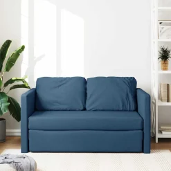 vidaXL Slaapbank vloermodel 2-in-1 112x174x55 cm stof blauw