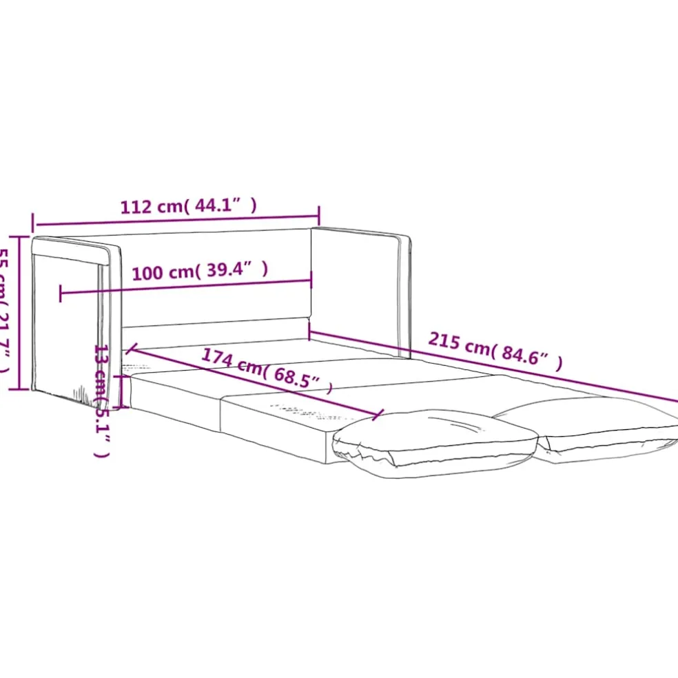 vidaXL Slaapbank vloermodel 2-in-1 122x204x55 cm fluweel wijnrood