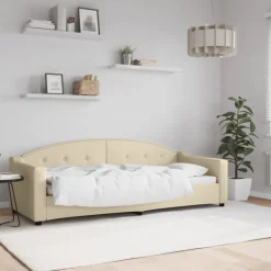 vidaXL Slaapbank 80x200 cm stof crèmekleurig