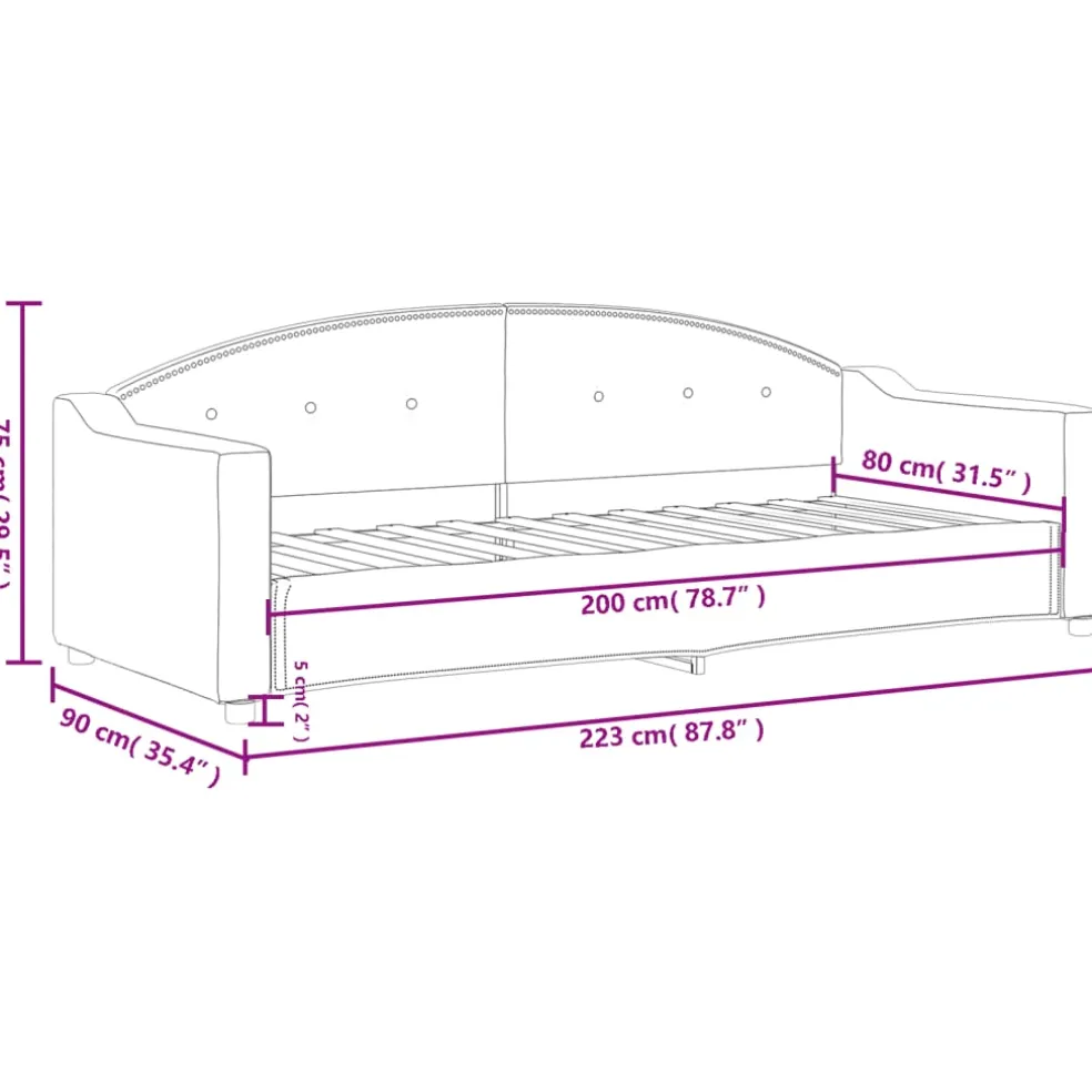vidaXL Slaapbank 80x200 cm stof crèmekleurig