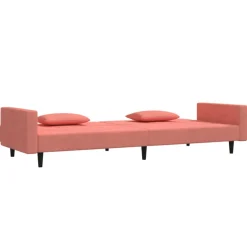 vidaXL Slaapbank 2-zits met 2 kussens fluweel roze