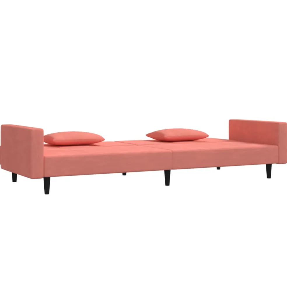 vidaXL Slaapbank 2-zits met 2 kussens fluweel roze