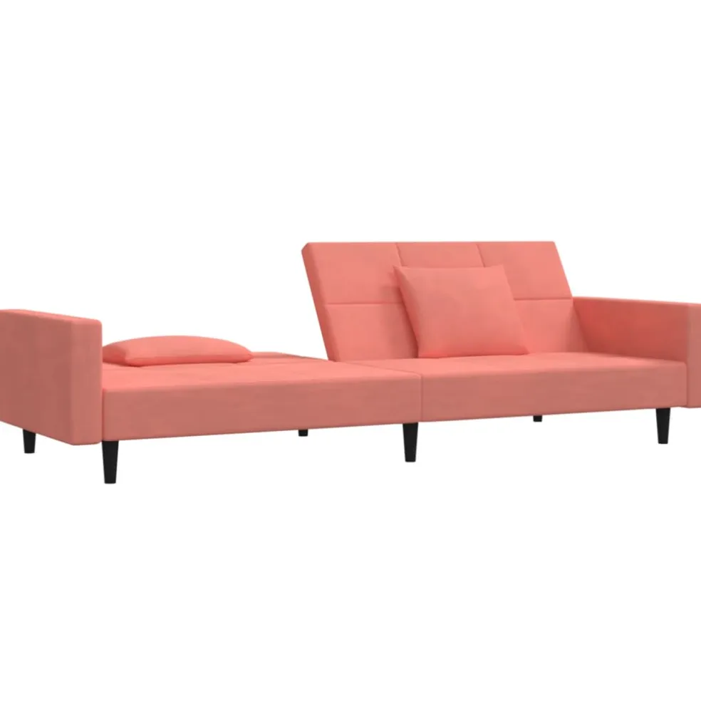 vidaXL Slaapbank 2-zits met 2 kussens fluweel roze
