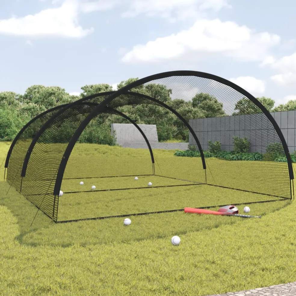 vidaXL Slagkooi honkbal 600x400x250 cm polyester zwart