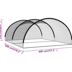 vidaXL Slagkooi honkbal 600x400x250 cm polyester zwart