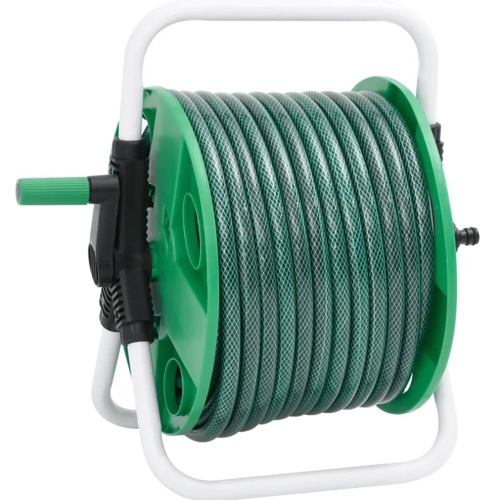 vidaXL Slanghaspel vrijstaand met 20 m slang PVC groen