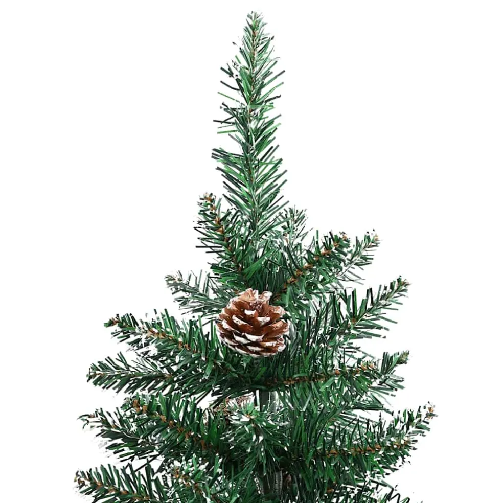 vidaXL Slanke Kerstboom Groen 150 cm PVC en massief dennenhout