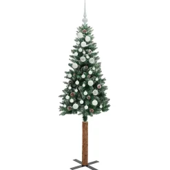 vidaXL Slanke Kerstboom Groen 150 cm PVC en massief dennenhout