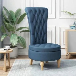 vidaXL Slipper Stoel Blauw 56,5 x 70 x 110 cm Stof