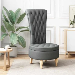 vidaXL Slipper Stoel Donkergrijs 56,5 x 70 x 110 cm Stof