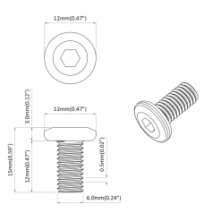 vidaXL Slotschroef Effen 2 st zilver M6 x 12 mm Staal