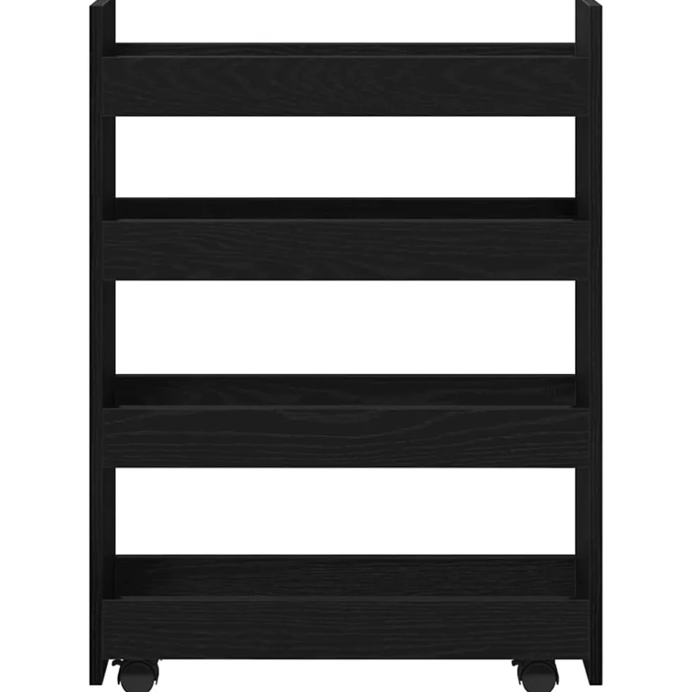 vidaXL Smalle Opbergtrolley Zwart Eiken 60 x 20 x 82 cm Bewerkt hout