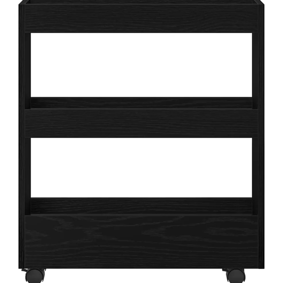vidaXL Smalle Opbergtrolley Zwart Eiken 60 x 18 x 70 cm Bewerkt hout