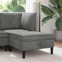 vidaXL Sofa Kruk met Opslag Donkergrijs Fluweel