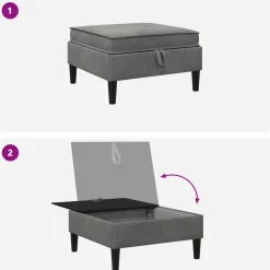 vidaXL Sofa Kruk met Opslag Donkergrijs Fluweel