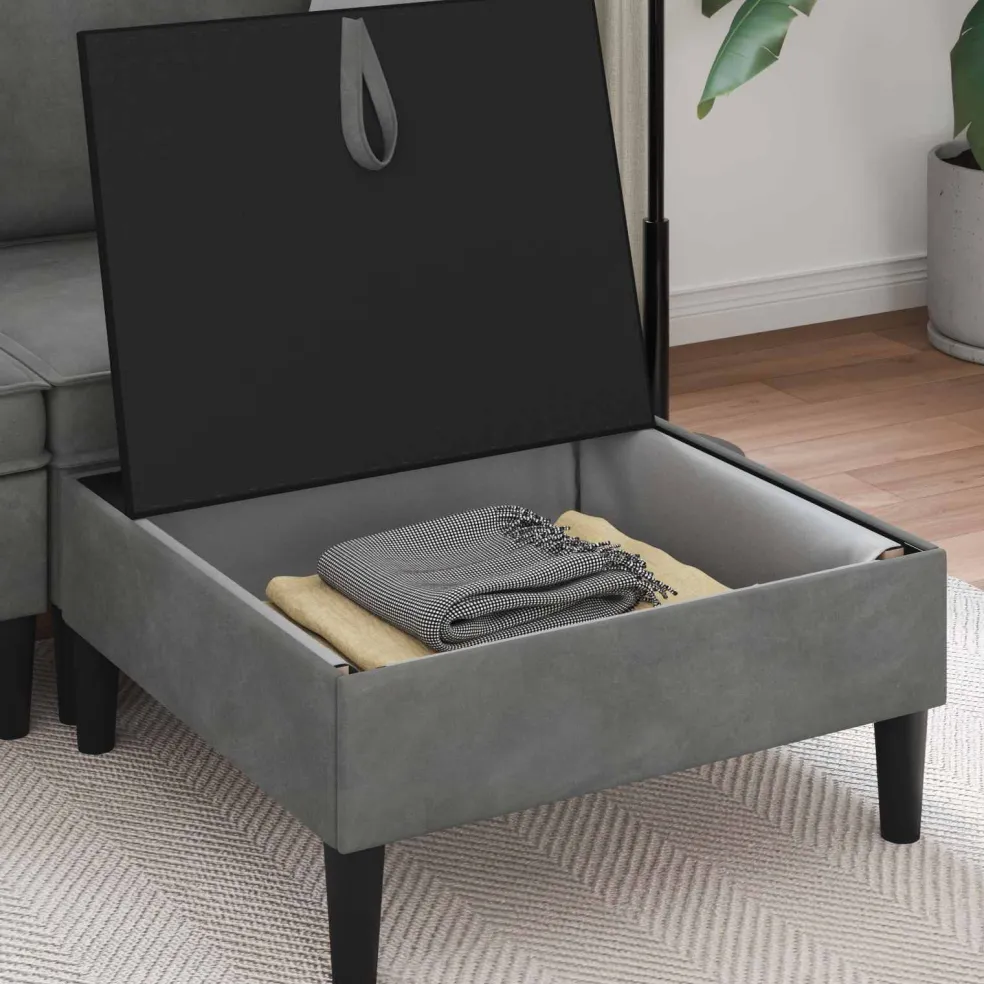 vidaXL Sofa Kruk met Opslag Donkergrijs Fluweel