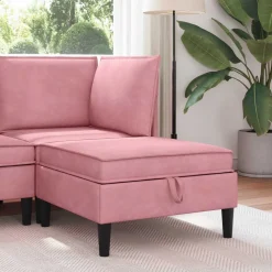 vidaXL Sofa Kruk met Opslag Roze Fluweel