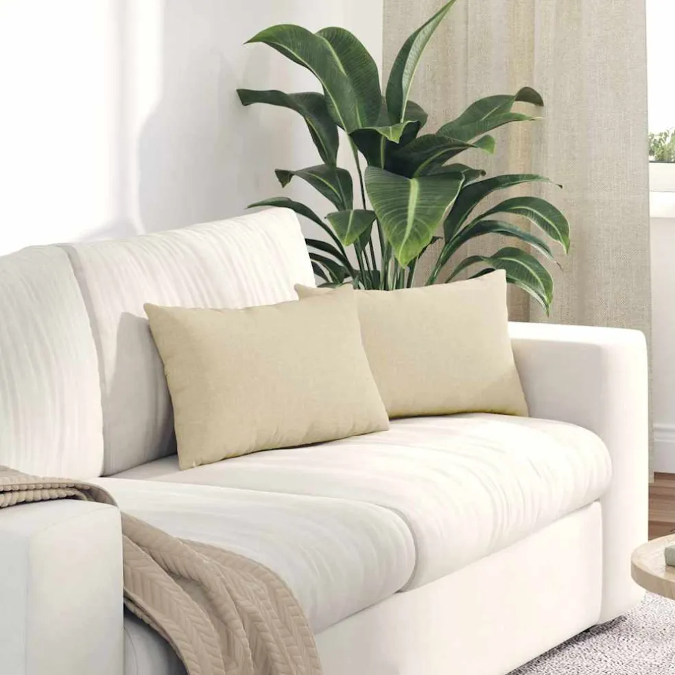 vidaXL Sofa Kussens 2 st Stof Crème 50 x 30 cm