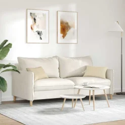 vidaXL Sofa Kussens 2 st Stof Crème 50 x 30 cm