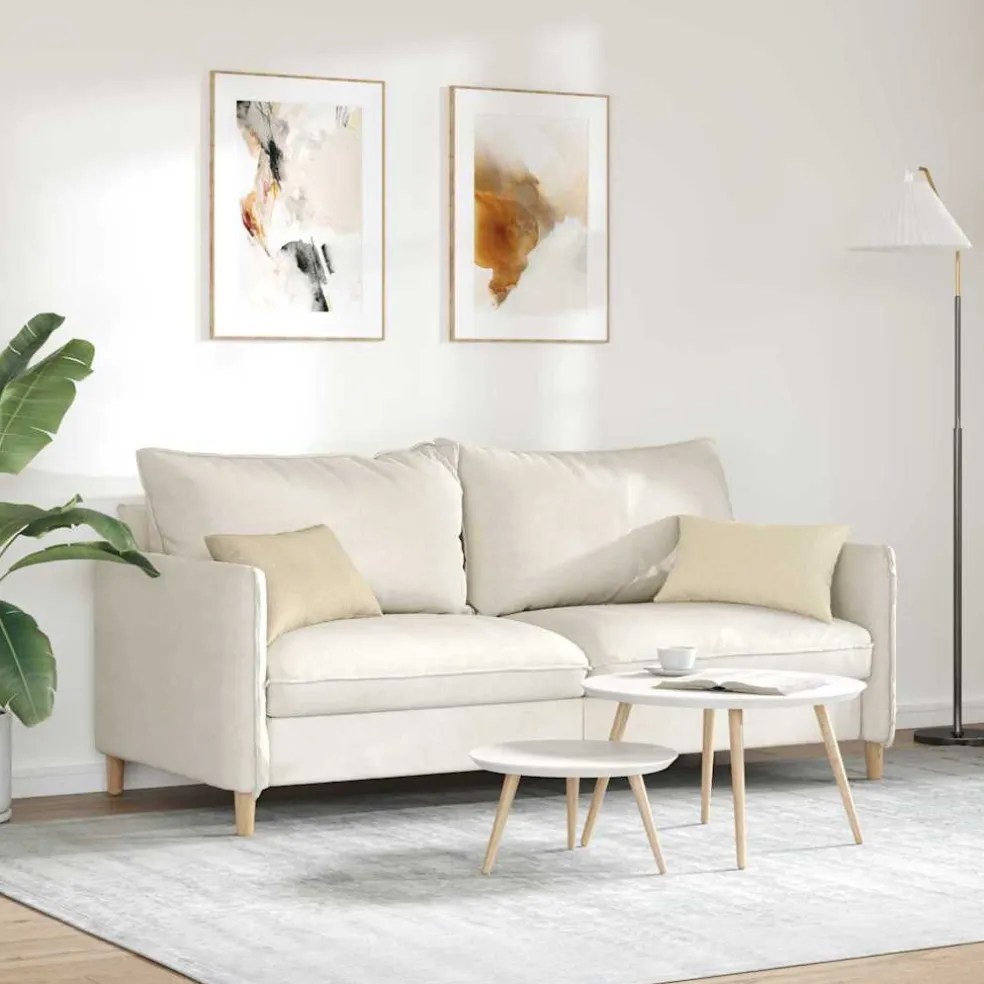 vidaXL Sofa Kussens 2 st Stof Crème 50 x 30 cm