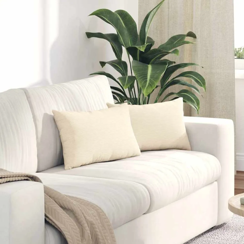 vidaXL Sofa Kussens 2 stuks Crème 50 x 30 cm Cordstof