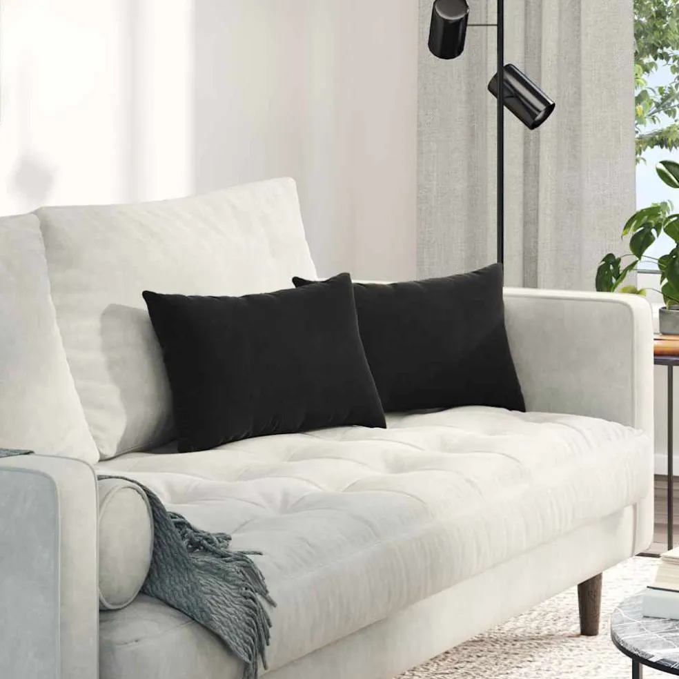 vidaXL Sofa Kussens 2 stuks Zwart 50 x 30 cm Cordstof