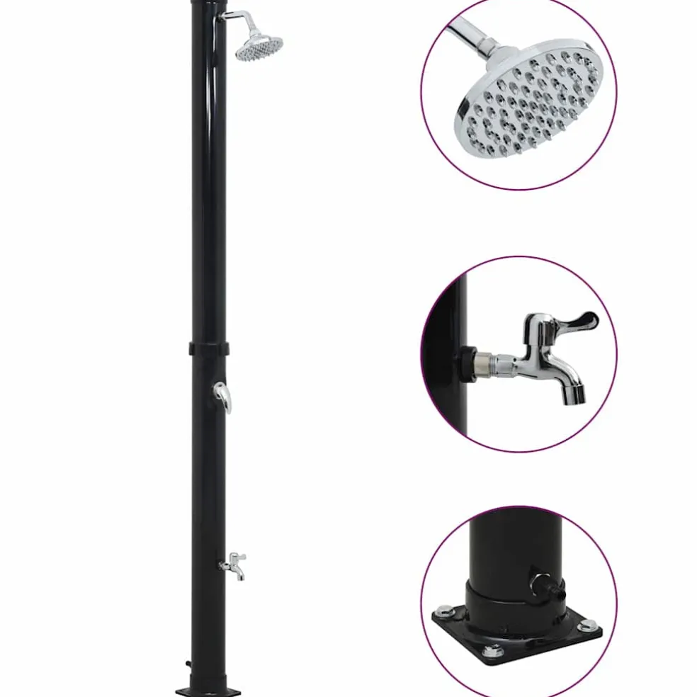 vidaXL Solardouche 20 L 220 cm zwart