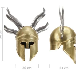 vidaXL Soldatenhelm Grieks replica LARP staal messingkleurig