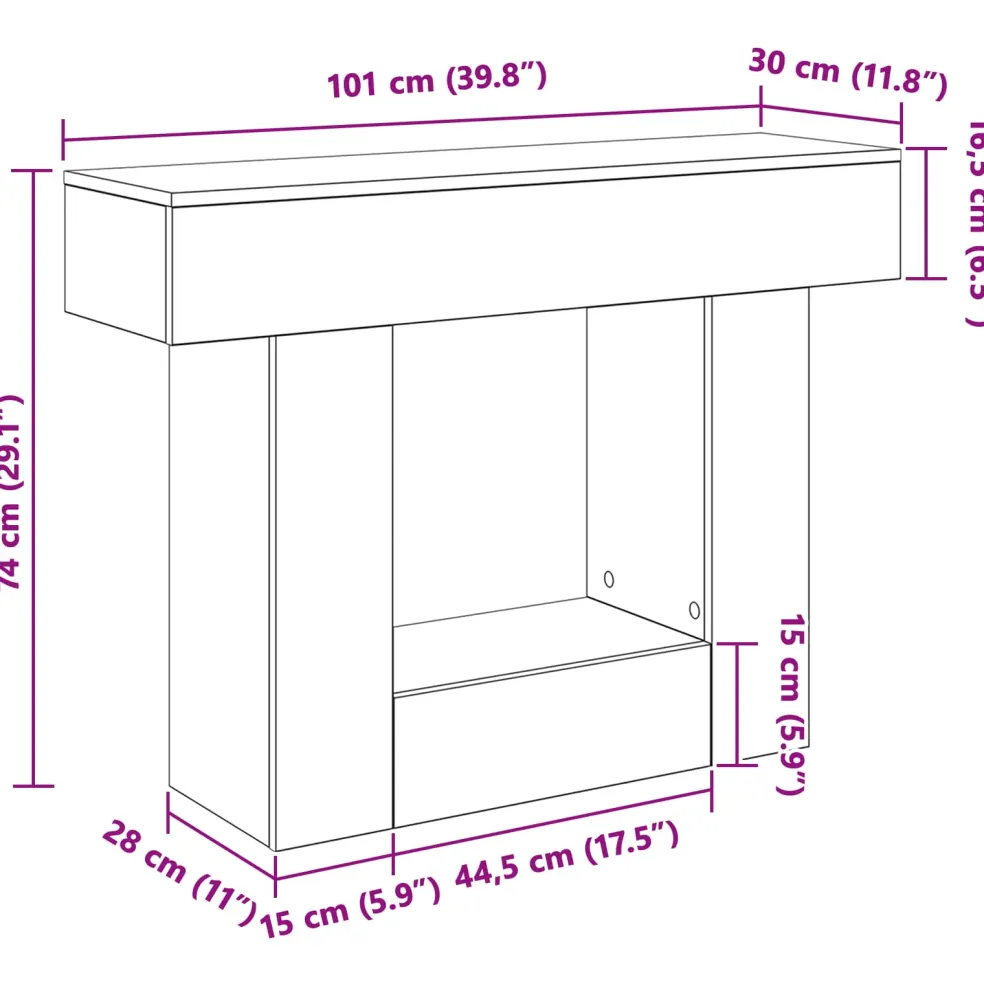 vidaXL Sonoma Eiken 101 x 30 x 74 cm