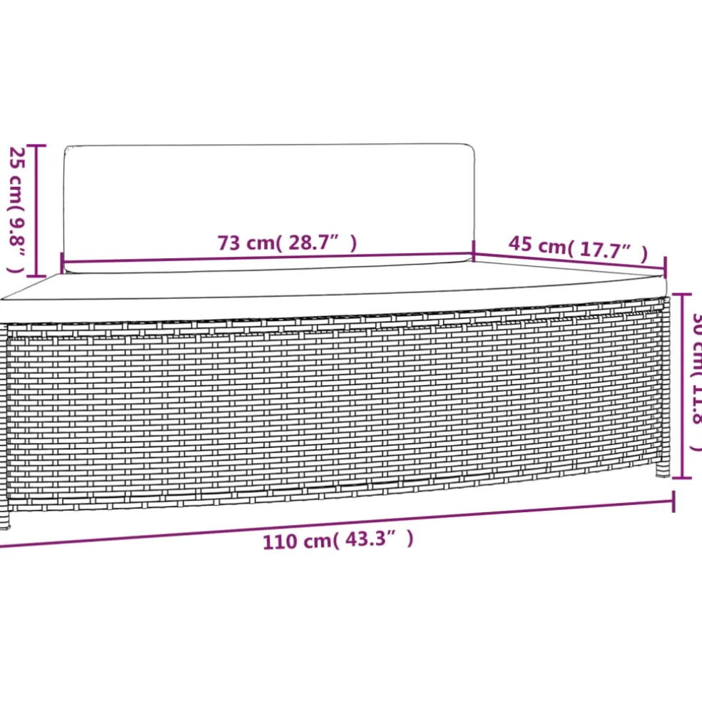 vidaXL Spa-bankjes met kussens 2 st poly rattan zwart