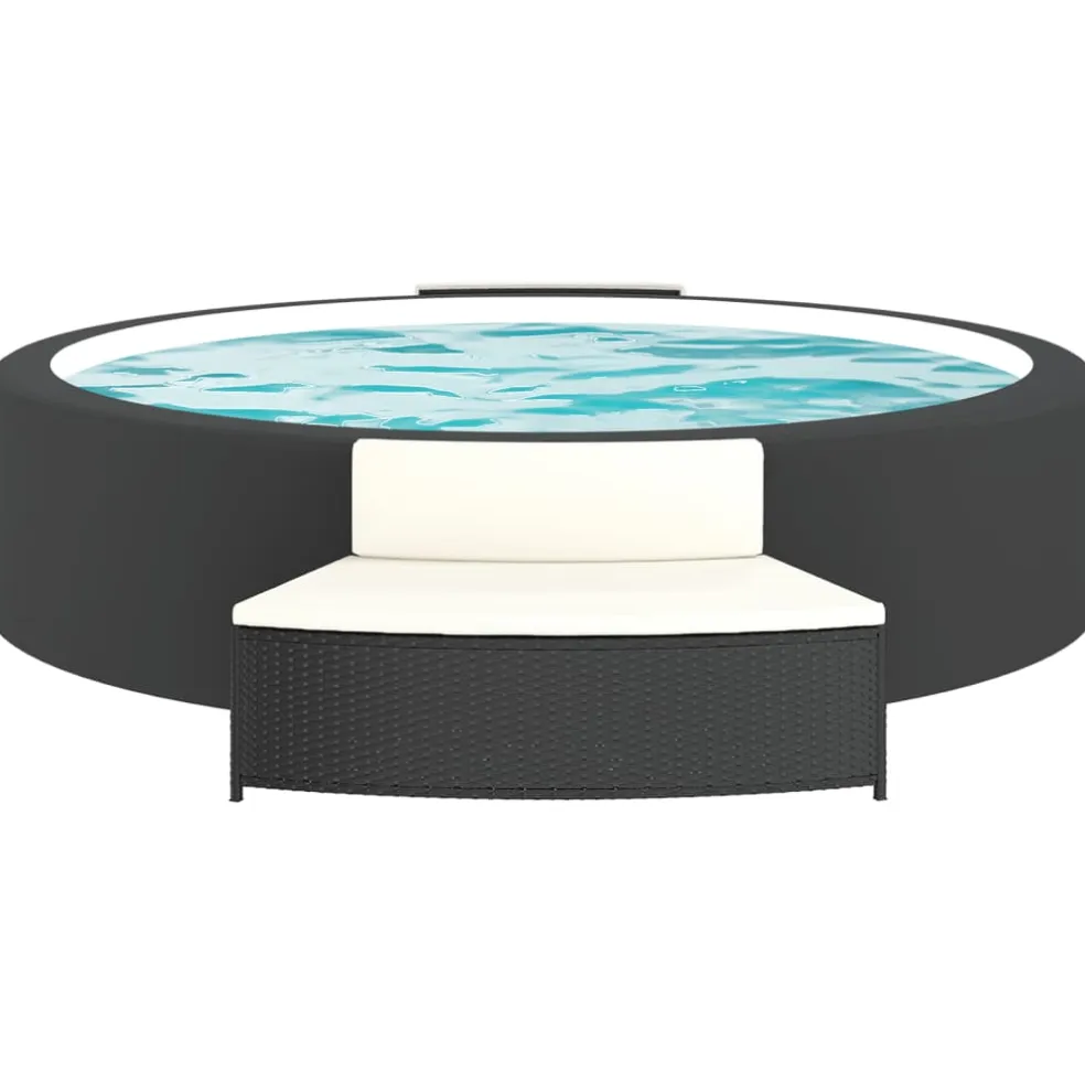 vidaXL Spa-bankjes met kussens 2 st poly rattan zwart
