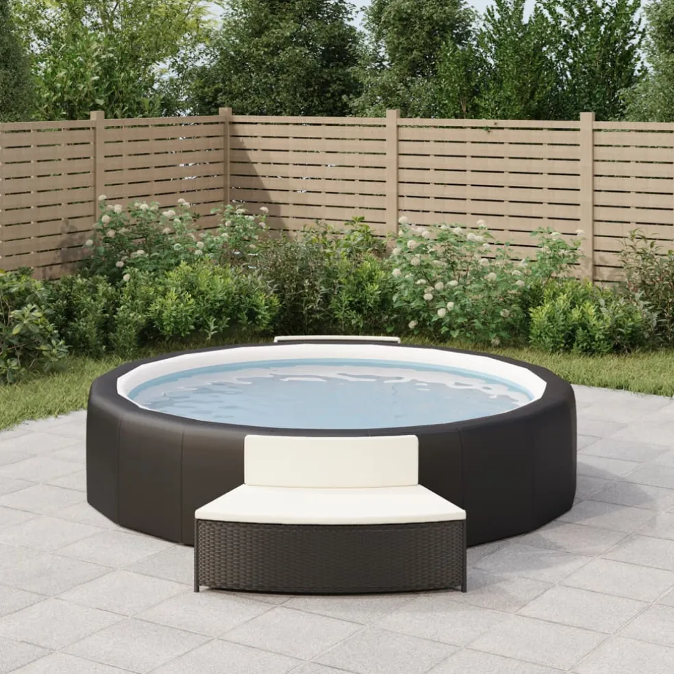 vidaXL Spa-bankjes met kussens 2 st poly rattan zwart