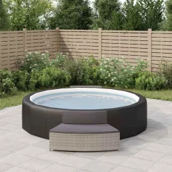 vidaXL Spa-bankjes met kussens 2 st poly rattan grijs