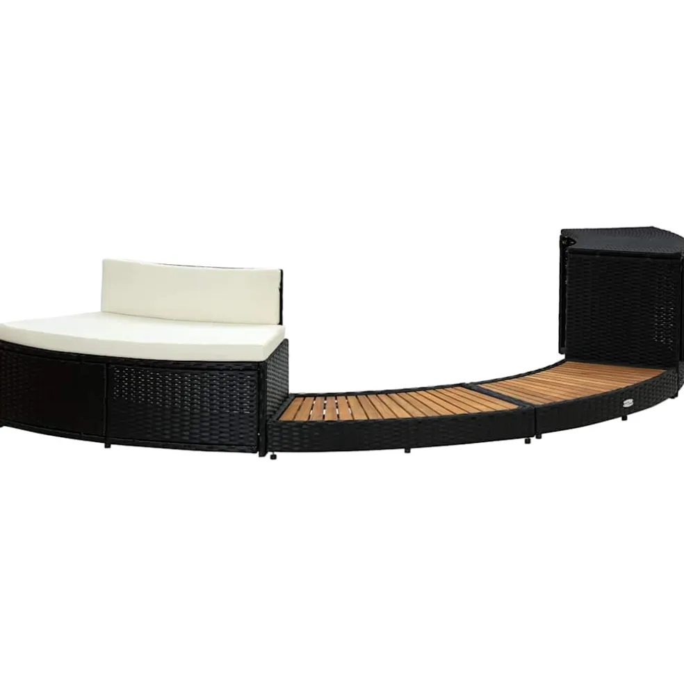 vidaXL Spa-ombouw poly rattan en acaciahout zwart