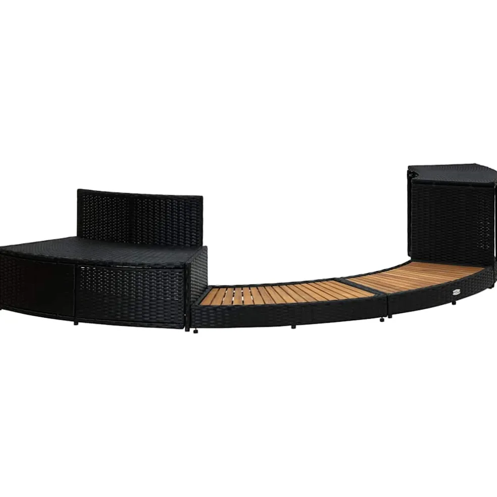 vidaXL Spa-ombouw poly rattan en acaciahout zwart