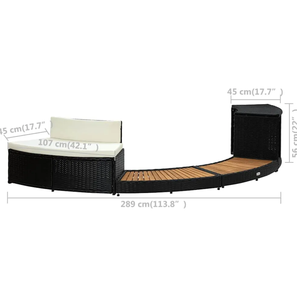 vidaXL Spa-ombouw poly rattan en acaciahout zwart