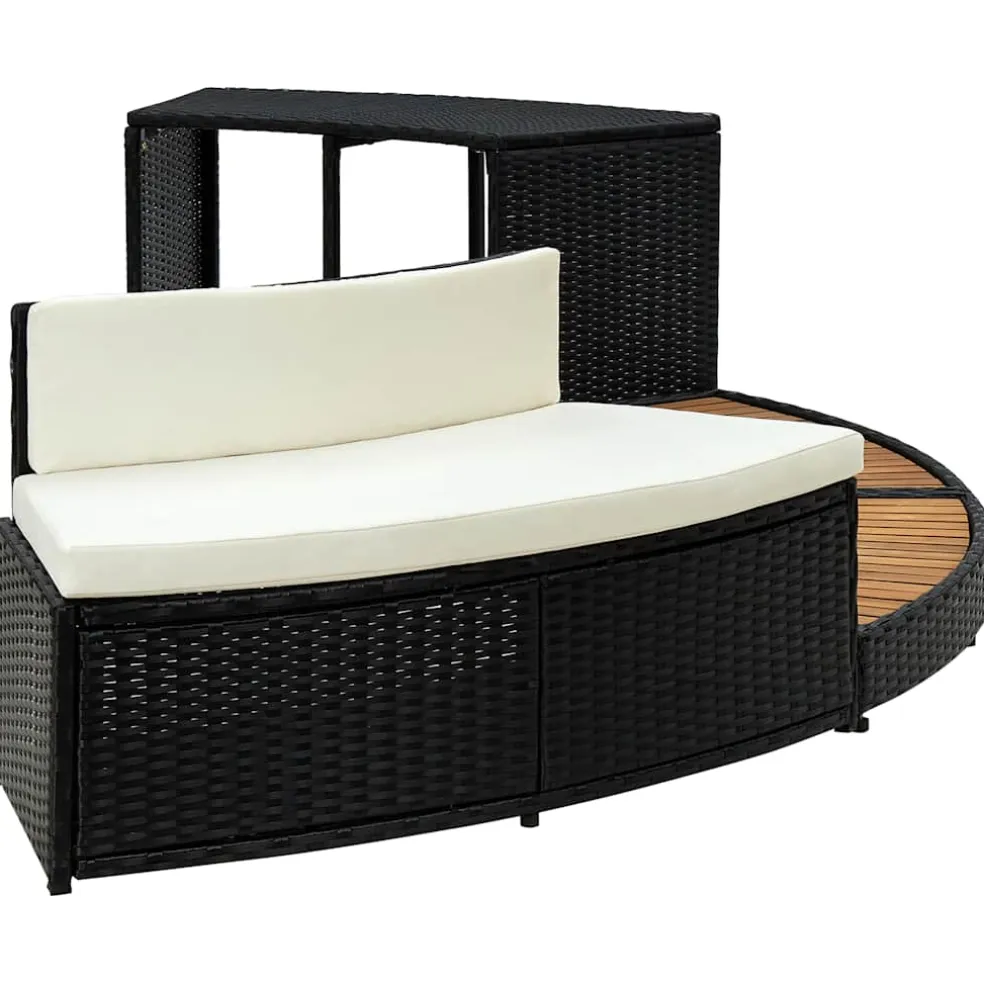 vidaXL Spa-ombouw poly rattan en acaciahout zwart